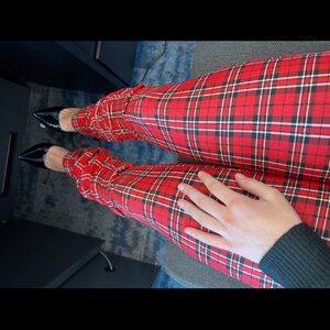 Christmas Plaid Red Women's Pants with ruffled leg size small fashion nova